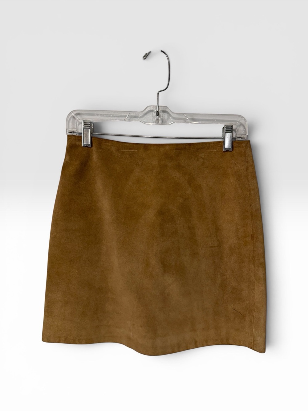 Banana Republic Business Boho Classic Suede Mini Skirt in Cognac Brown